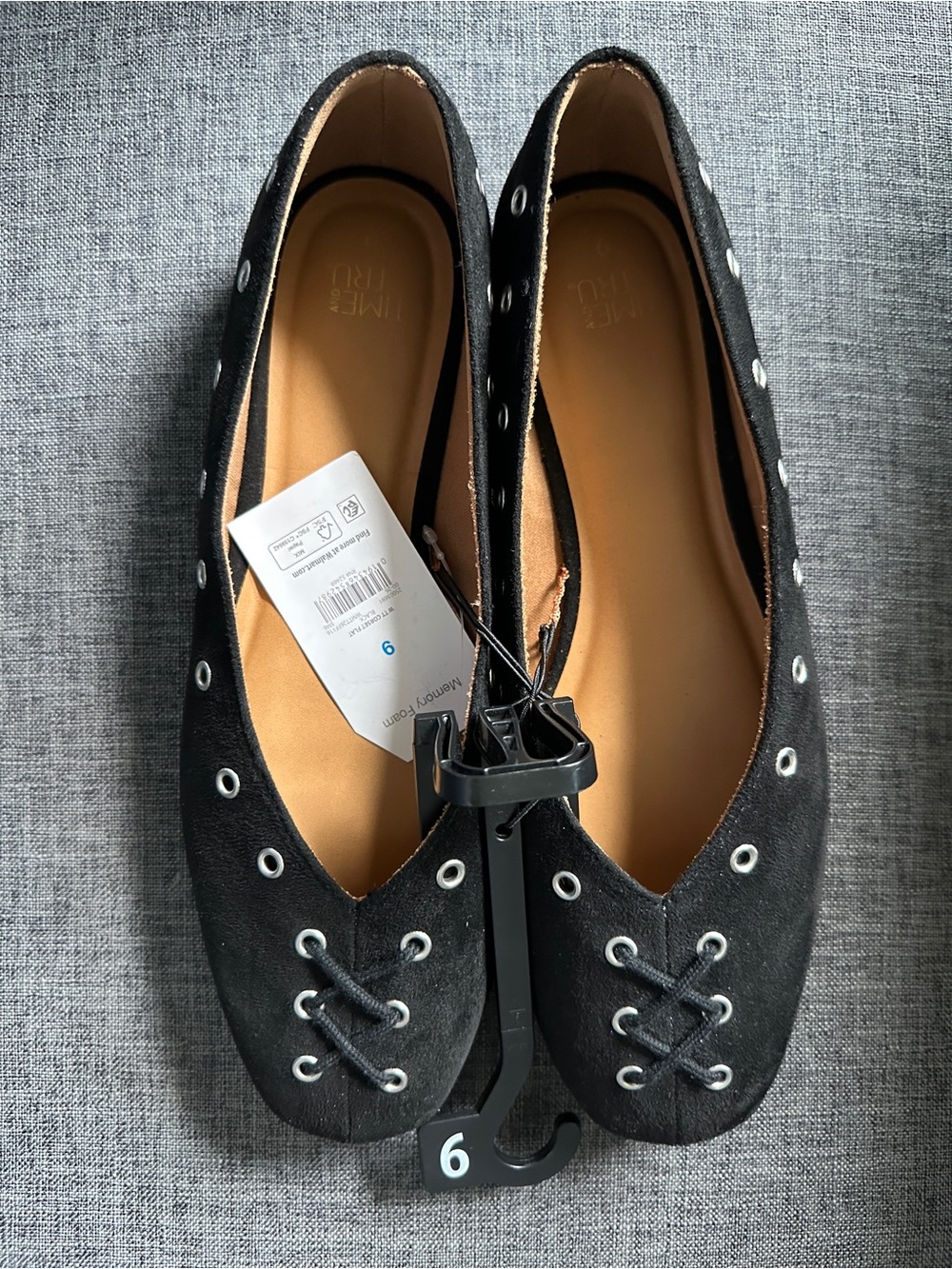 Time and Tru Black Lace-Up Eyelet Flats